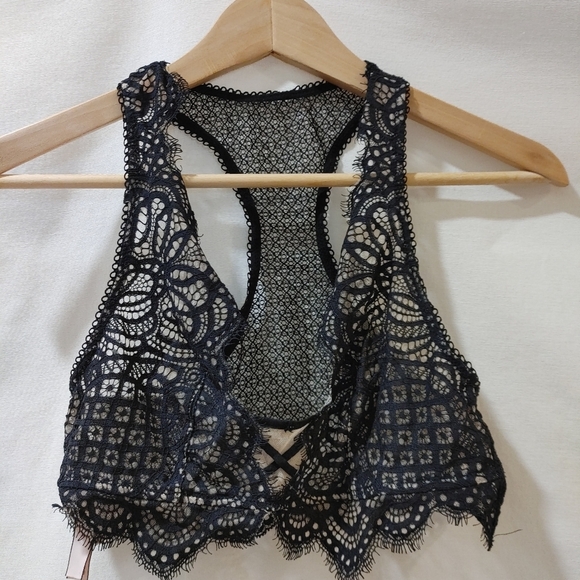Victoria's Secret Dream Angels Eyelash Lace Bralette Racerback Black Small S - Picture 1 of 6